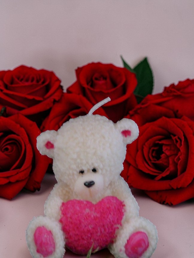 (image for) Teddybeer met Hart Kaars